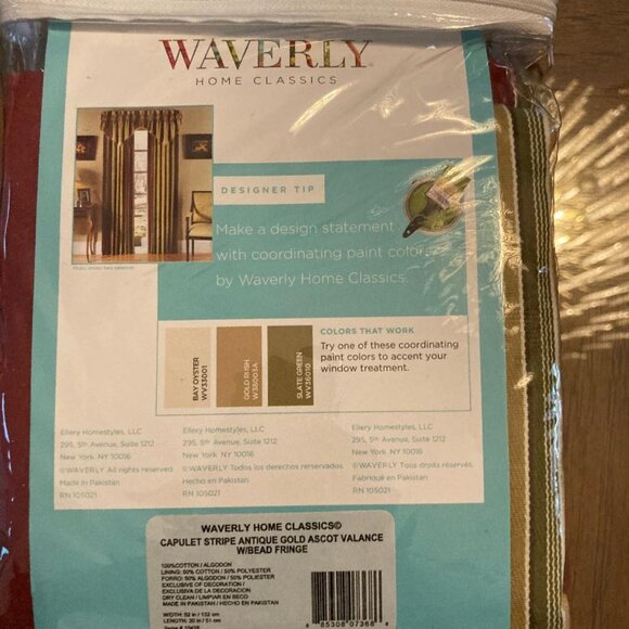 2 - SINGLE Waverly Beaded Ascot Valances (only... curtains not included), 52x20" - Picture 2 of 3